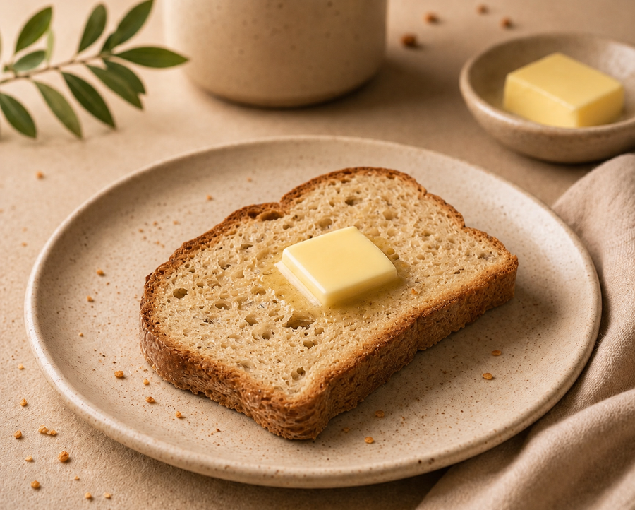 Toasted Mama Claudia bread with butter