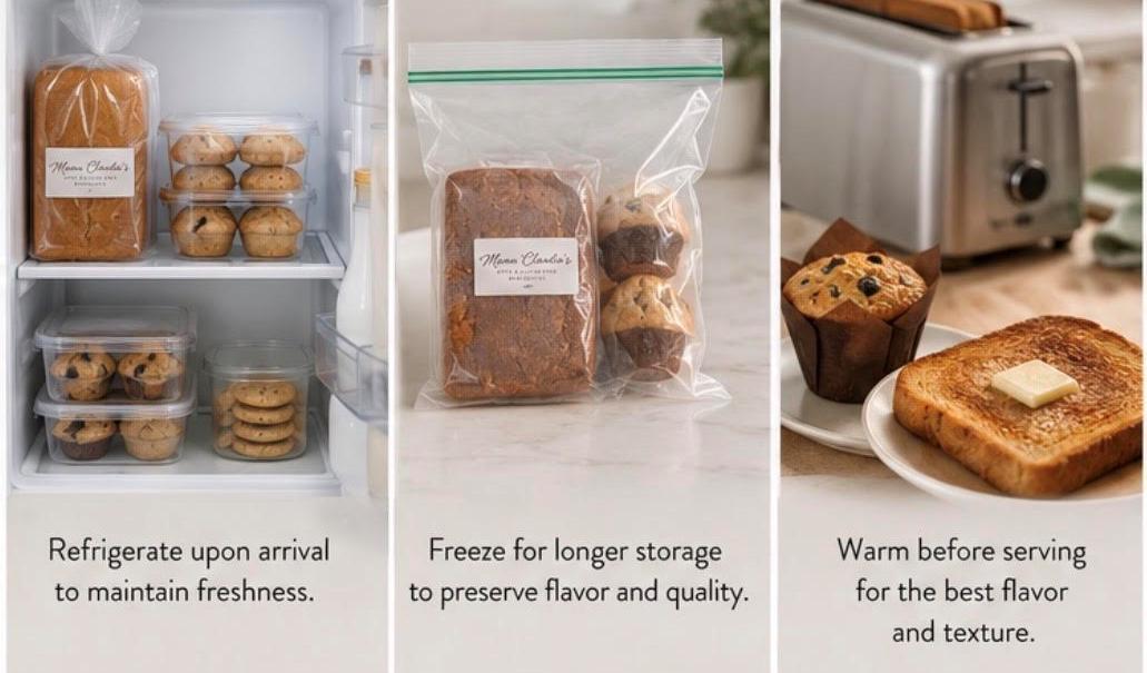 Refrigerating, freezing, and warming Mama Claudia's products